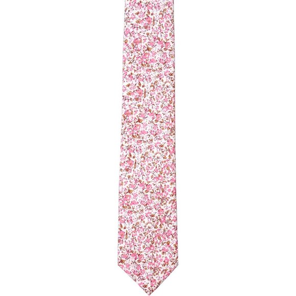 Floral Skinny Tie for Men Pink Daisy - Picture 2 of 7